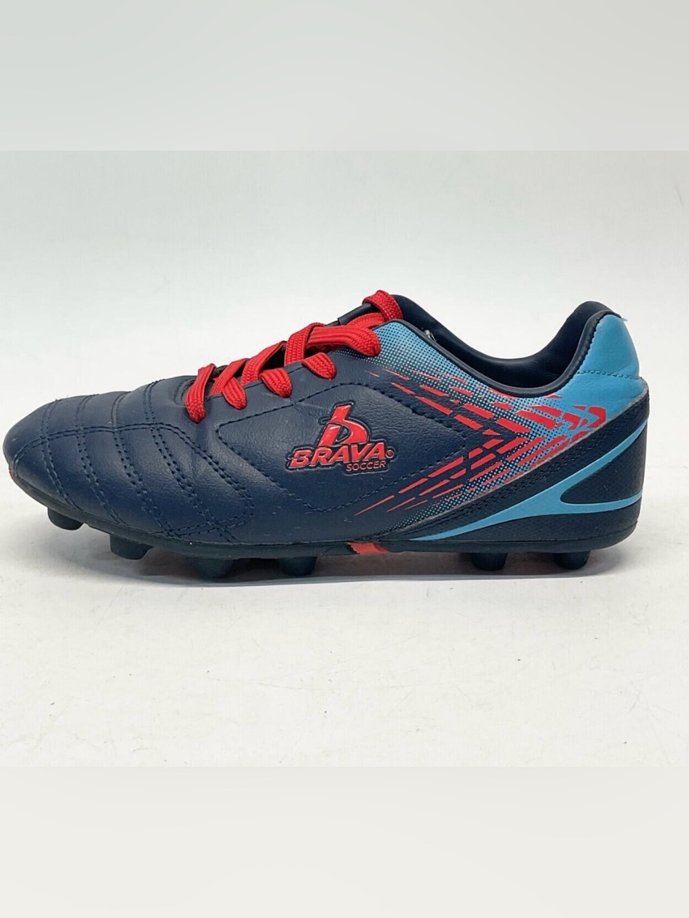 Brava Boys' Navy Soccer Cleats with Red Logo